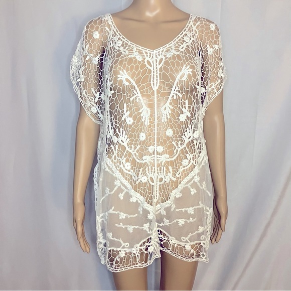Crochet Lace Bohemian Cover Up - Picture 1 of 6
